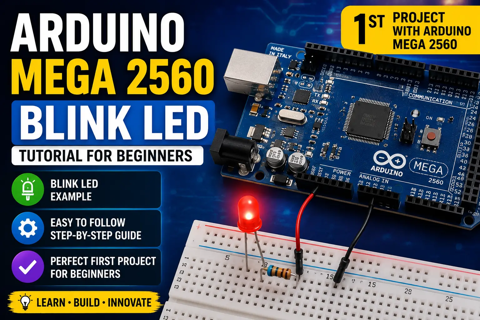 Arduino Mega 2560 Blink LED Tutorial for Beginners